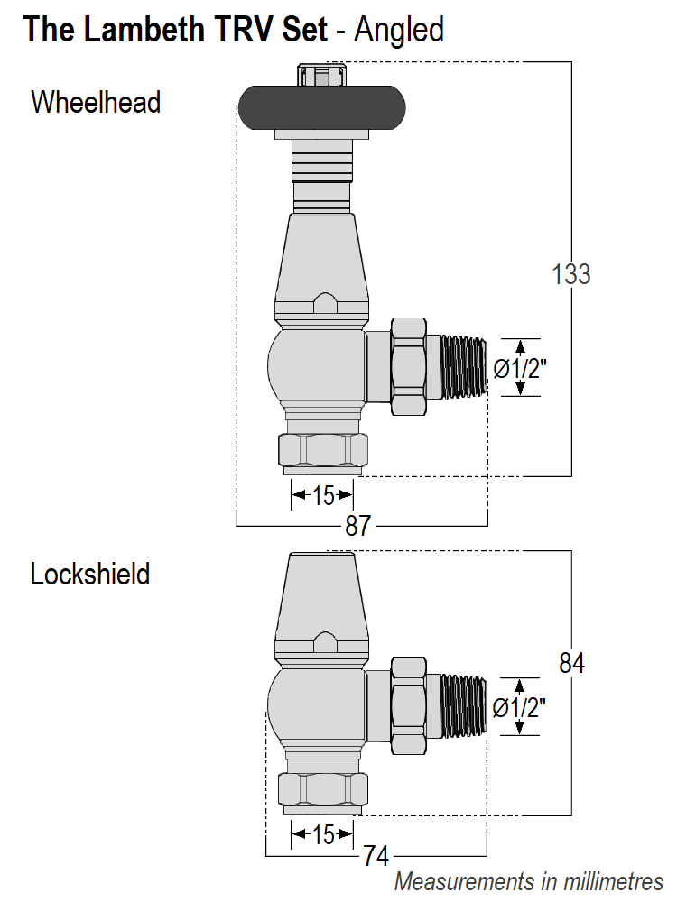 Lambeth Angled TRV Set - Antique Copper